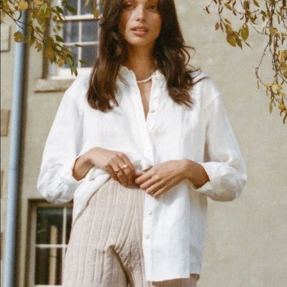 Spell | White Basic Linen Blouse | L - Picture 4 of 16